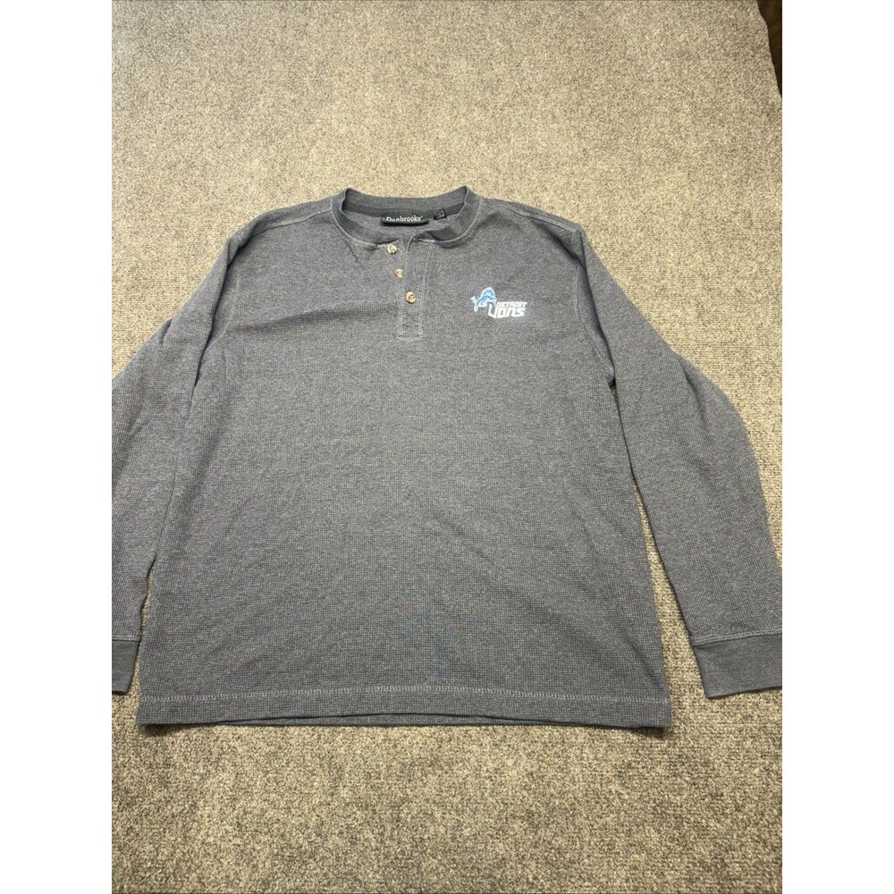 Dunbrooke Men’s’ XL Thermal Shirt Dark Gray Detroit Lions NFL Waffle Knit Top